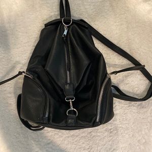 Leather Backpack with Silver Detailing